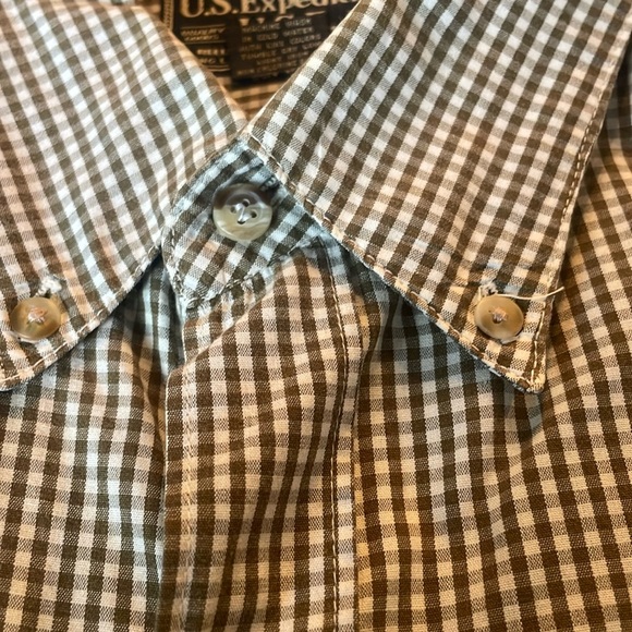 U.S. Expedition men’s button down shirt tan/white stripe size Xl - Picture 2 of 6